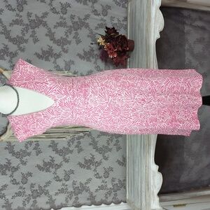 BCBG Maxazria pink and white cap sleeve dress